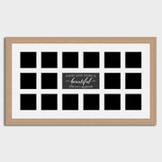 Large Multi Photo Love Picture Frame to hold 16 4"x4" Size Photos in a 30mm Oak Veneer Frame - Multi Photo Frames